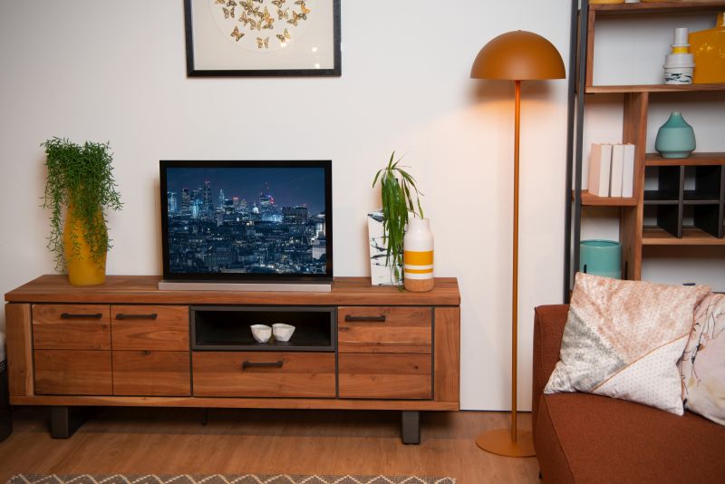 Lucide SIEMON - Stojacia lampa - Ø 35 cm - 1xE27 - Okrová žltá